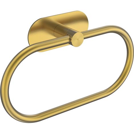 Toallero de pared de acero inoxidable - forma ovalada - no requiere taladrar - color dorado - apto para baños y cocinas. (1/5)