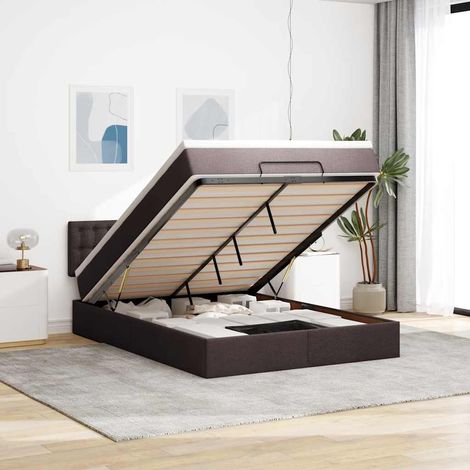 vidaXL Lit ottoman avec matelas marron foncé 140x190 cm tissu (1/5)
