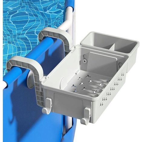 Panier De Rangement Suspendu Pour Piscine, Panier Multifonctionnel Servant Également De Porte-Boissons Pour Jouets Et Serviettes De Piscine, Compatible Avec La Plupart Des Piscines Hors Sol, Gris. (1/5)