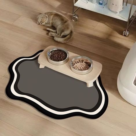 Alfombrillas comer gatos perros, alfombrillas comer resistentes salpicaduras manchas, alfombrillas fáciles limpiar antideslizantes, 4060 cm (1/5)