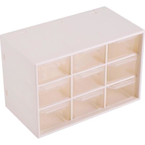 1 boîte de rangement, 9 tiroirs transparents, bureau et salle de bain, organisation bijoux et cosmétiques, espace vertical (1/4)
