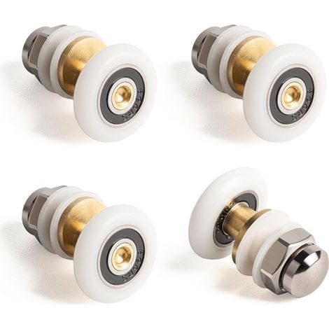 4 Pcs Roulette Porte Coulissante Douche 25mm, Poulie Excentrique pour Portes Cabine Douche Coulissante, Rechange de portes en verre (1/5)