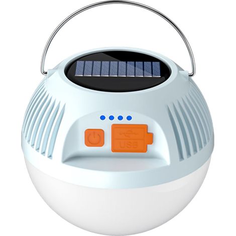 Lanterne solaire de camping LED rechargeable avec crochet de suspension, lampe ronde portable pour tente, camping, maison, bureau, éclairage d'urgence extérieur (1/5)