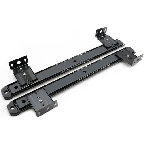 Kugelgelagerte Gleitschienen für Ablagen/Plattformen unter dem Schreibtisch oder Tastaturschubladen, höhenverstellbares Tastatur-Gleitschienen-Set, schwarz verzinkter Stahl, p (1/4)