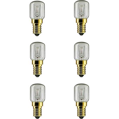 6 Ampoules de Four E14 15 W, Ampoule en Forme de poire pour four, compatible avec les fours à micro-ondes jusqu'à 300 °C, Ø 22 mm, ampoule de rechange universelle (1/5)