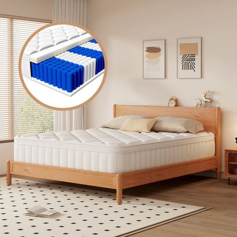 Matelas 140x190 cm Ressorts Ensachés – Épaisseur 25 cm – 7 zones de Confort, Housse respirante, Soutien Ferme H3, Hypoallergénique, avec Drap-Housse Inclus, Authmic