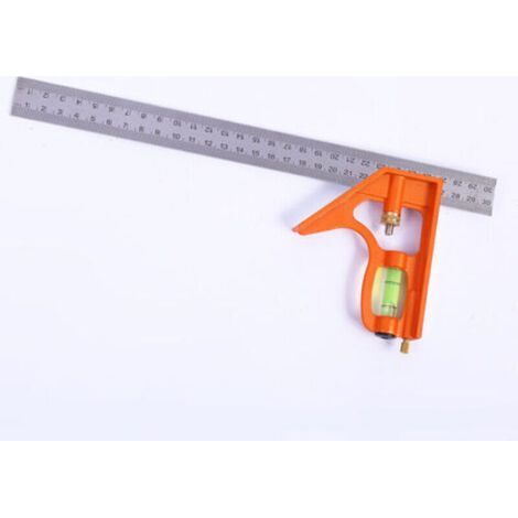 Équerre Combinée 300mm - Métrique - Équerre à Combinaison Universelle et Précise en Métal avec Butée et Outil de Traçage - Outil de Mesure Professionnel
