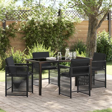 Set da Pranzo per Giardino 5 pz Nero polyrattan vidaXL (1/5)
