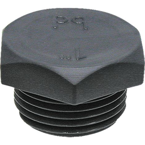 Tapón roscado de plástico PP, rosca externa de 3/4" para líneas de goteo.