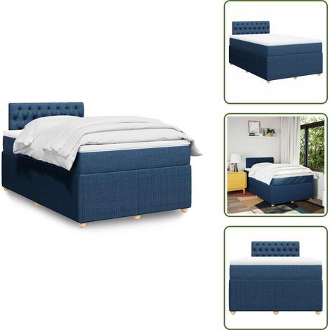 vidaXL Sommier à lattes de lit avec matelas bleu 120x190 cm tissu