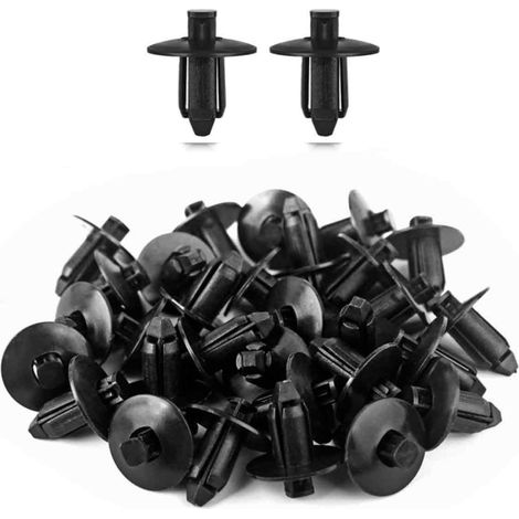 Clips De Fixation - Rivet Plastique 8 mm - Pour Pare-Chocs Aile Garde-Boue - Noir - Lot De 120 Pièces