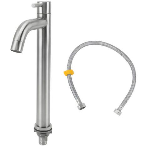 RHG Robinet de cuisine d'eau froide simple, robinet de salle de bains à trou unique en acier inoxydable,pour maison appartement cuisine salle de bain (1/5)