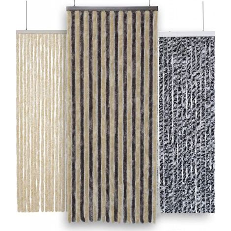 Madeinnature – Rideau de porte chenille ajustable 120x220cm – Anti-insectes – Beige chiné – Pour espaces intérieurs (1/5)