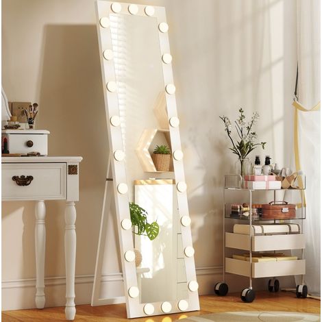 Espejo de pie LED 150 x 40 cm, 24 bombillas, 3 colores, blanco DESVIAE (1/5)