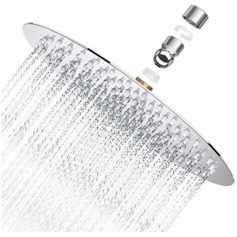 Pomme de douche puissante, pomme de douche ronde 8" en acier inoxydable AISI304, douche pluie fine 20x20cm, pomme de douche fixe étanche à l\'eau (1/5)