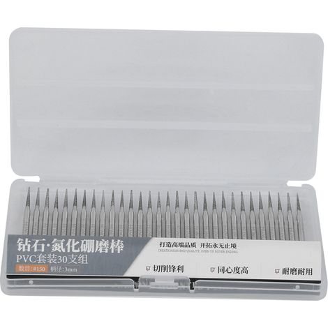 Ensemble de 30 aiguilles à aiguiser cylindriques pointues en émeri, accessoires pour meuleuse électrique (1/5)