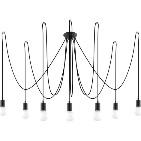 Candelabros Edison negro tela/acero 7xE27 300cm Sollux (1/5)