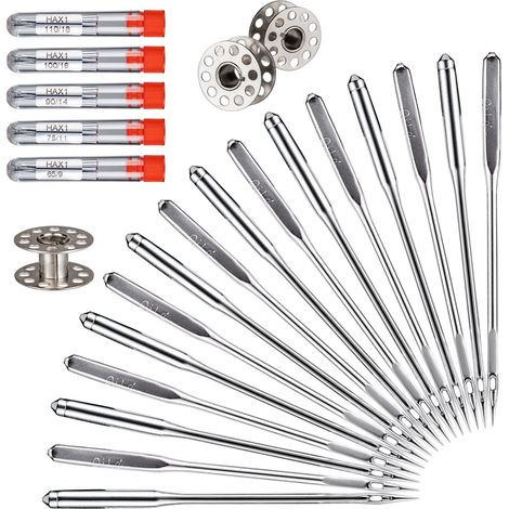 Agujas para máquinas de coser, 50 unidades. Agujas universales compatibles con Singer, Brother, Janome, Varmax, tamaños HAX1 65/9, 75/11, 90/14, 100/16, 110/18 (50 unidades).