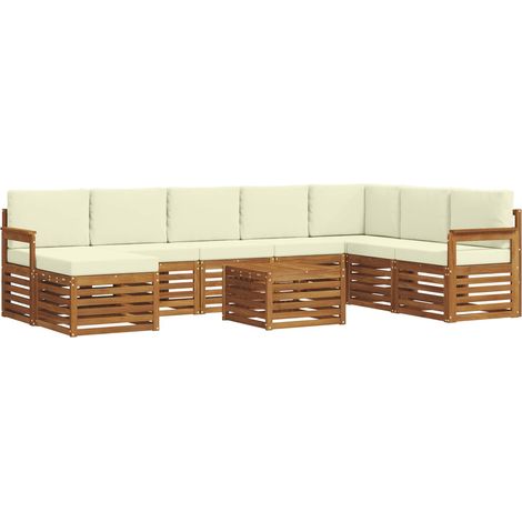 Outdoor Sofa Set 9 pcs Natural and Cream Solid Acacia Wood vidaXL (1/5)