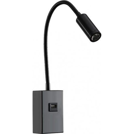 Applicare 3w 4000k Capote Black Usb e interrompere. 43x6x4 cm 285lm articolabile e orientabile