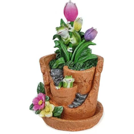 decorazione vaso solare da giardino eurogarden con illuminazione leed bianco caldo, 20,5x18x32 cm (1/2)