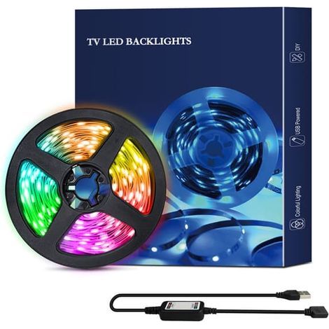 5V RGB 5050 flexible LED strip for PC and TV, backlighting, Bluetooth music synchronization, USB port and app control. (1/5)