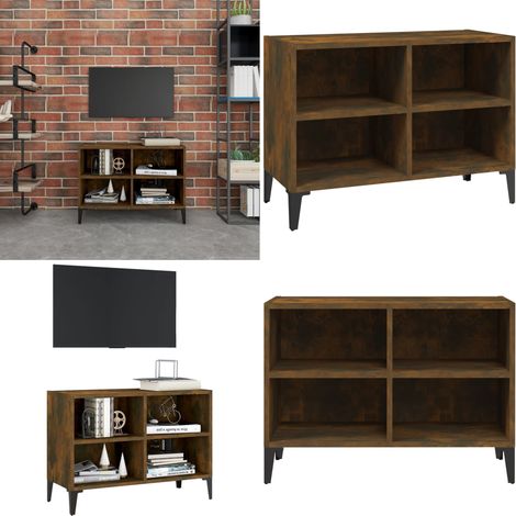 TV-Schrank mit Metallbeinen Räuchereiche 69,5x30x50 cm - Holzschrank - Metallbeine (1/5)