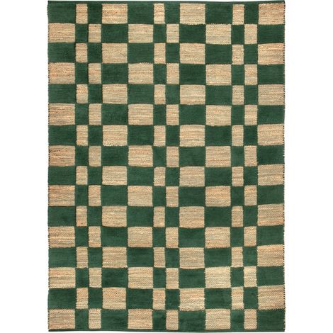 Tapis de Salon Abysse en Jute Laine et Coton Style Naturel et Moderne 160 x 230 cm - PANGIVO
