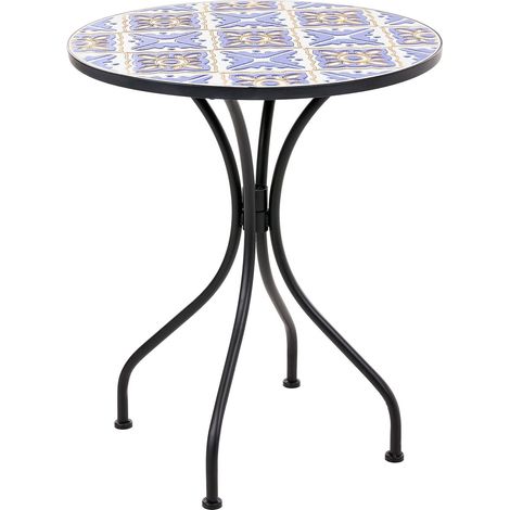 Outdoor Bistrotisch SIPONTO 60 cm 60 cm Metall Weiß / Blau (1/5)