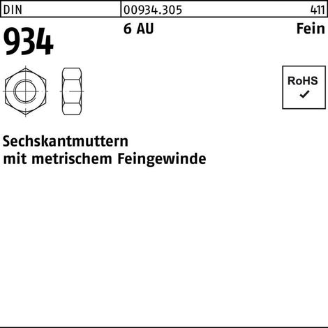 DIN 934/ISO 8673 Sechskantmutter M 48 x 3 Stahl blank (1/2)