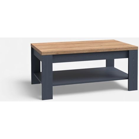 Couchtisch in Eichenholz und Navyblau mit Ablage 100x45x60 Bohol (1/3)
