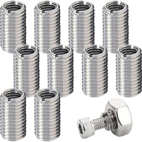 Lot de 10 manchons filetés M10 vers M8 écrous à visser M8 adaptateurs filetés kit de réparation de filetage douilles filetées M8 en métal pour automobiles turbines à (1/5)