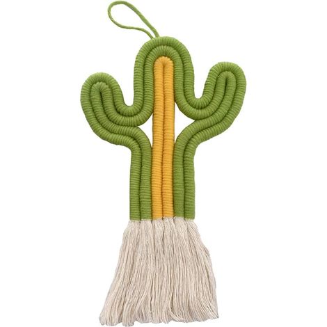 Tapisserie Murale Cactus - Macramé En Laine Et Coton - Décor Boho Pour Chambre D'Enfant Et Nursery - 38 x 19 cm - 1 Pièce (1/5)