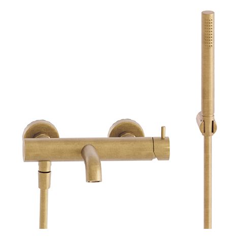 Robinet mitigeur bain douche TRIVERDE Or brossé avec flexible et support - Cristina Ondyna (1/2)