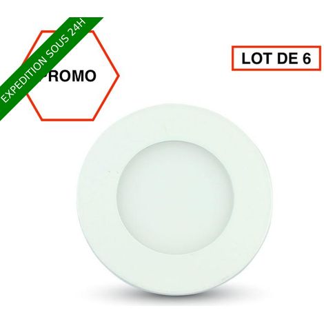 LOT DE 6 PIÈCES // Luminaire Panneau LED Encastré Rond 3W Blanc Froid Diamètre 85mm SKU-6294 (1/2)