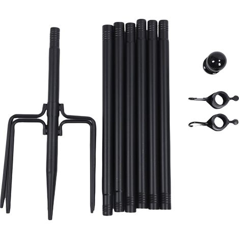 Mástil de bandera de tierra sin enredos de 10 pies con base de 5 puntas, kit de mástil de bandera de tierra resistente con base de 5 puntas para jardín al aire libre (negro, sin bandera) (1/5)