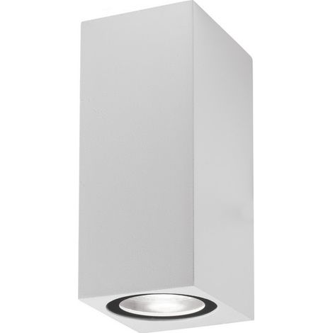 Merano Cincinnati Applique Extérieure Carrée Up Down Aluminium Blanc Verre LED GU10 2x7W IP54