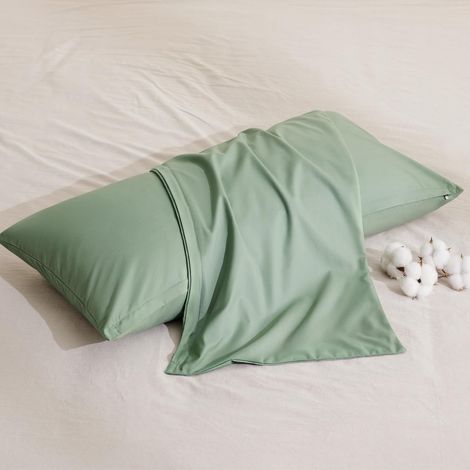 Taie Oreiller 50x75 Coton - Lot 2 Vert, Fermeture Éclair (1/5)