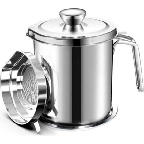 Dieser 2-Liter-Ölfiltertopf, ausgestattet mit einem Feinmaschenfilter, einer Staubschutzhaube und einer rutschfesten Ablage, kann zur Aufbewahrung von Frittieröl und anderen Ölen verwendet werden.