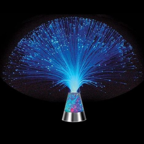 Lampe à fibres optiques, cristaux bleus et argentés, veilleuse décorative, alimentation USB, 30 x 15 cm (1/3)