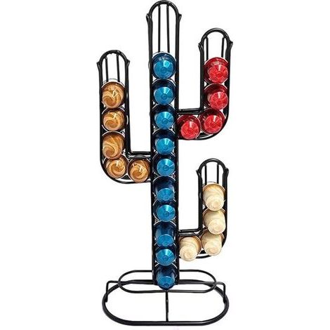 Support de Dosette , Support de Dosette de café en Forme de Cactus Maison Organisateur de Support de Stockage de Capsule de café en Fer Noir, Peut Contenir 48 Dosettes de (1/5)