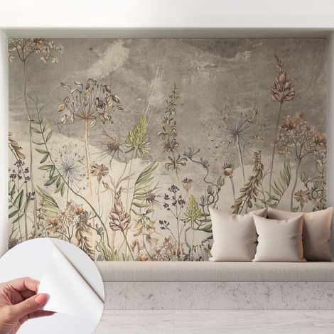 Papier peint adhésif décoratif avec colle pour salon chambre et bureau Installation rapide Plantes des champs 208x146 cm (1/5)
