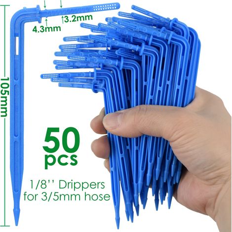 (KSL01-098-50PCS) Système d'irrigation goutte à goutte pour serre, 4 voies 3/5 mm, 2 voies, transmetteur à flèche, système d'arrosage automatique pour plantes en pot (1/4)