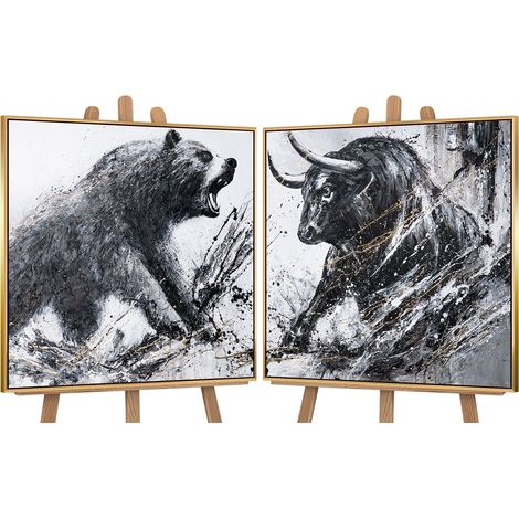 Gemälde Wilder Impuls Rahmen Gold 80x80 cm (1/5)