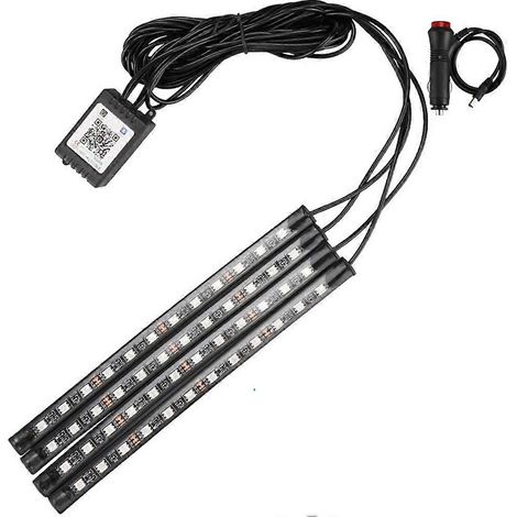 Bande lumineuse LED RGB pour moto avec contrôle sonore via application, rétroéclairage flexible et étanche, 48 LED néon. (1/5)