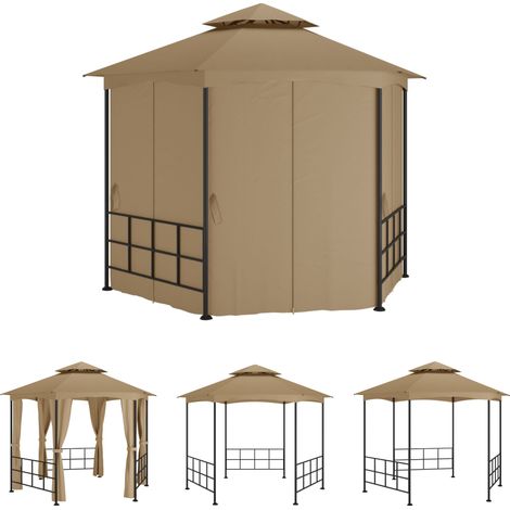Sonnenschutz - vidaXL Pavillon mit Seitenwänden 3,1x2,7 m Taupe - Regenschutz (1/5)