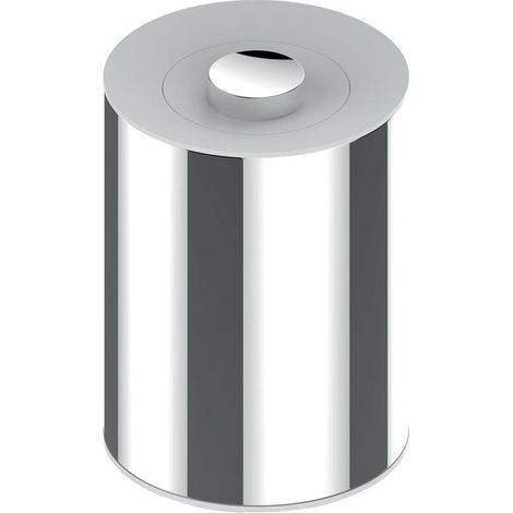 Keuco Plan Abfalleimer mit Deckel 04989170051 5 l, Abfallbehälter / Kosmetikeimer, Standmodell, herausnehmbarer Innenbehälter, Aluminium / Weiß (1/4)