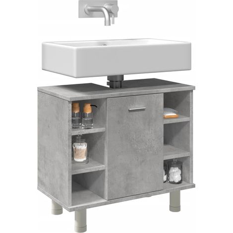 Armoire de salle de bain，Meuble de salle de bain Gris béton 60x32x53,5 cm Aggloméré CFW66798 (1/5)