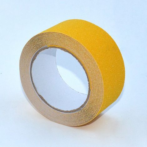Cinta antideslizante de 50 mm x 10 m, apta para peldaños antideslizantes en pendientes (amarilla, 1 rollo). (1/5)
