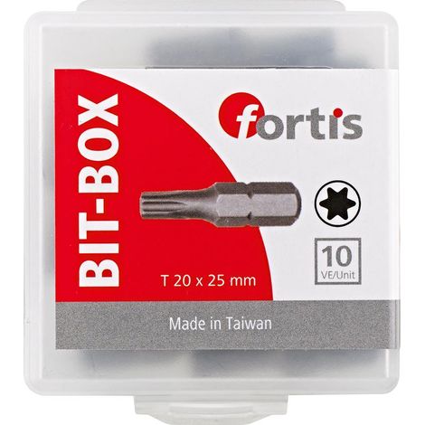 Bit zähhart 1/4" DIN3126 C6,3 T20x25mm 10er Pack FORTIS (1/5)
